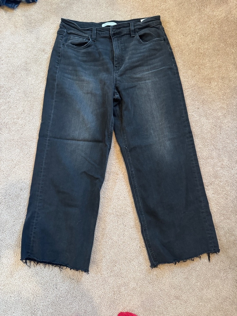 Flying Monkey Black Wide-Leg Crop Jeans with Raw Hem